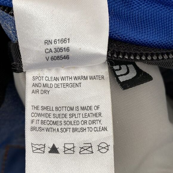 Vintage The North Face Blue Brown Backpack Suede Bottom Panel Retro Design - Picture 13 of 15